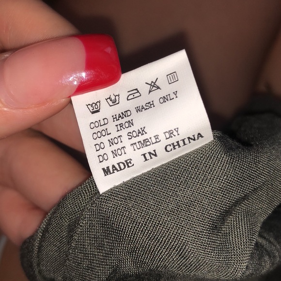 Army green and white polka dot long sleeve dress - Picture 7 of 7